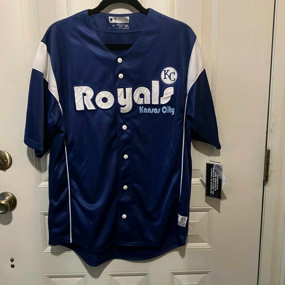Kansas City Royals Blue Baseball Jersey adult L retro
